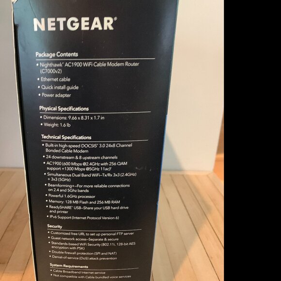 Netgear Nighthawk AC1900 WiFi Cable Modem Router - Picture 5 of 6
